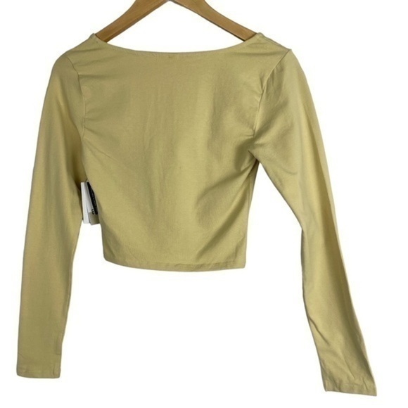 Nordstrom BP Crop Long Sleeve Scoop Neck T Shirt Tan Medium - Picture 3 of 7